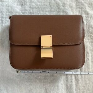 Ordicle brown calfskin leather box bag